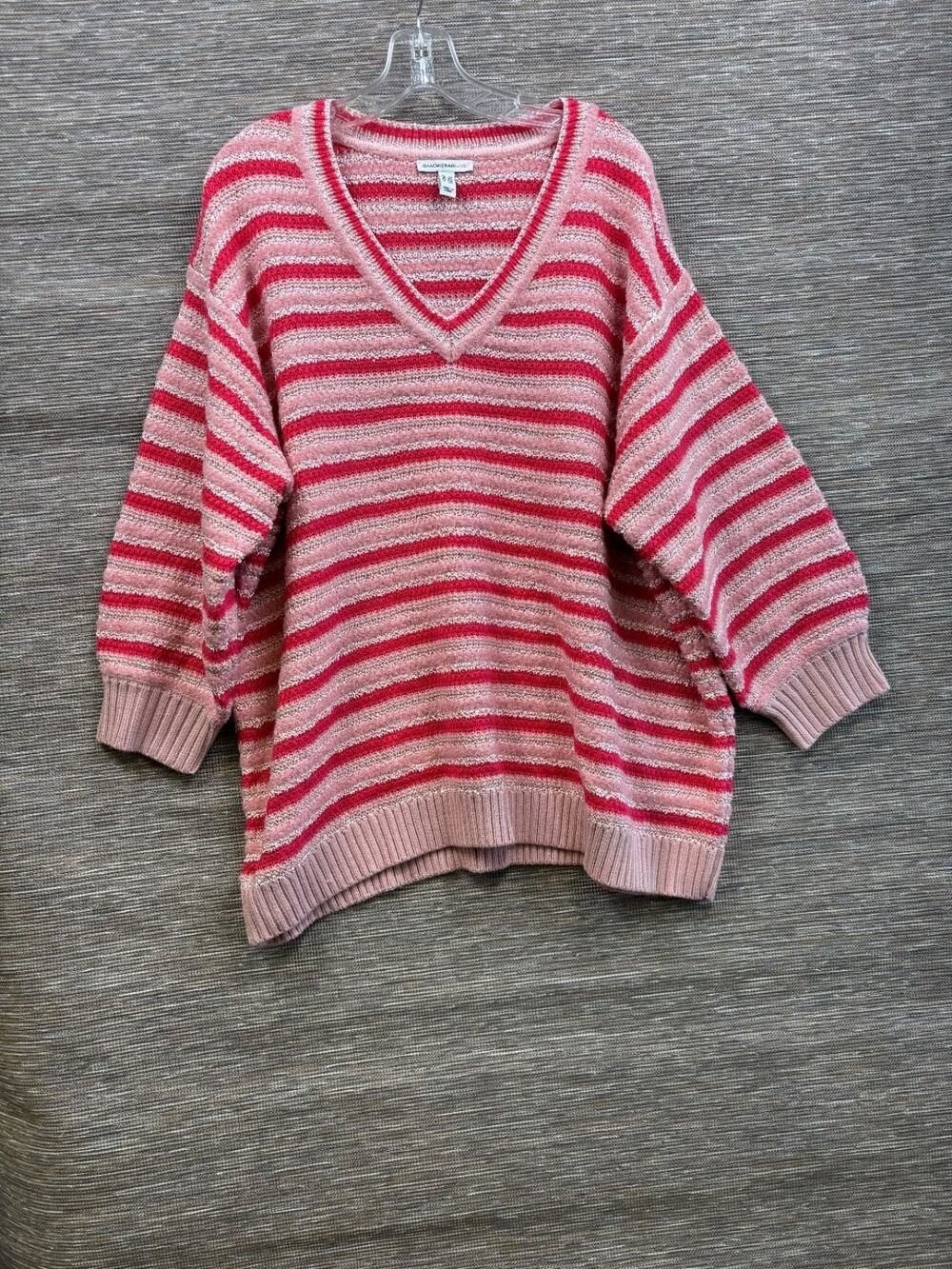 Isaac Mizrahi Live! Knit Sweater Size 2X Textured Multi Stripe 3/4 Sleeve